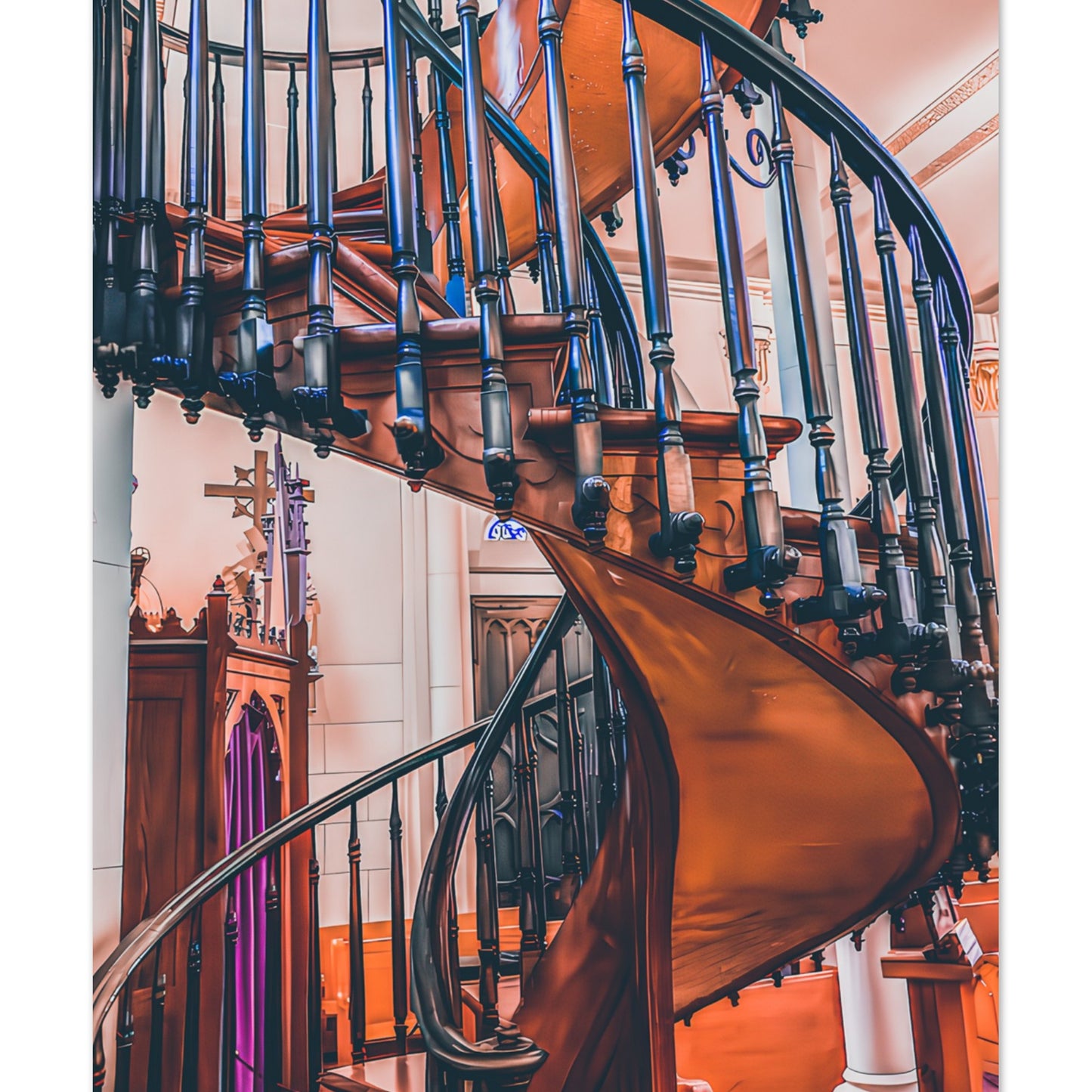 Loretto Chapel Miraculous Staircase; Santa Fe, New Mexico Premium Matte Poster