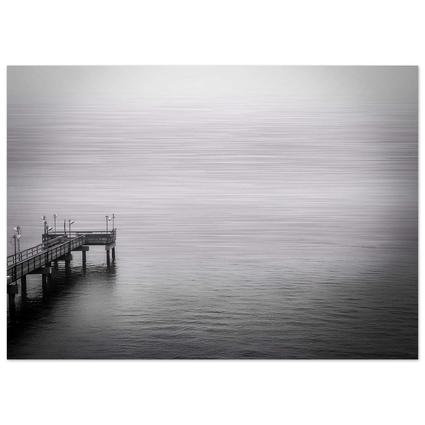 Pier; Port Aransas, Texas Black & White Brushed Aluminum Print Communitea Books James Bonner