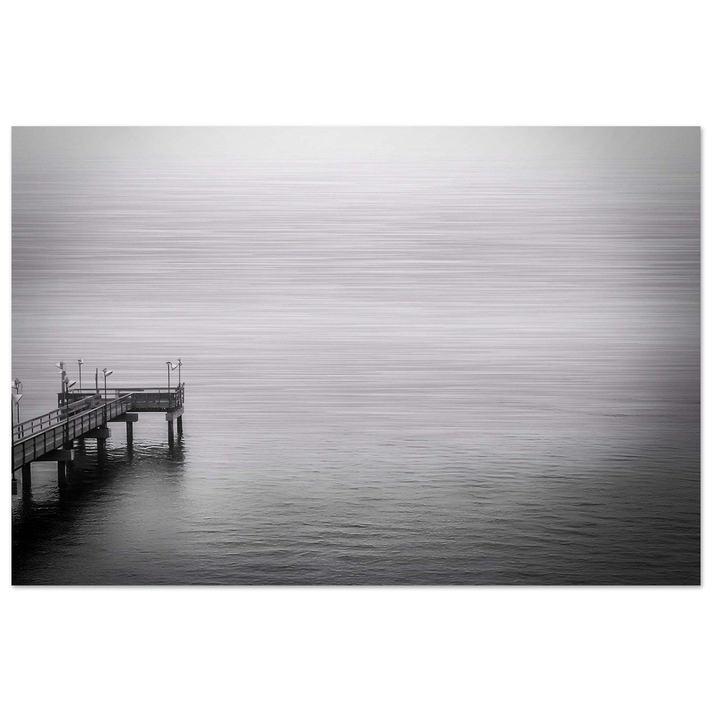 Pier; Port Aransas, Texas Black & White Brushed Aluminum Print Communitea Books James Bonner