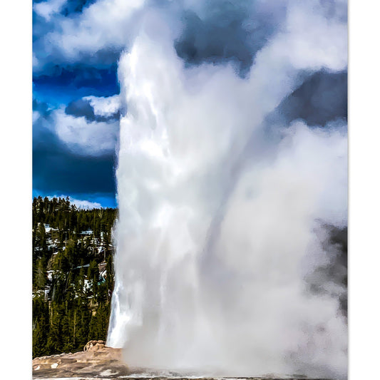 In the Wind: Old Faithful, Yellowstone National Park Premium Matte Poster
