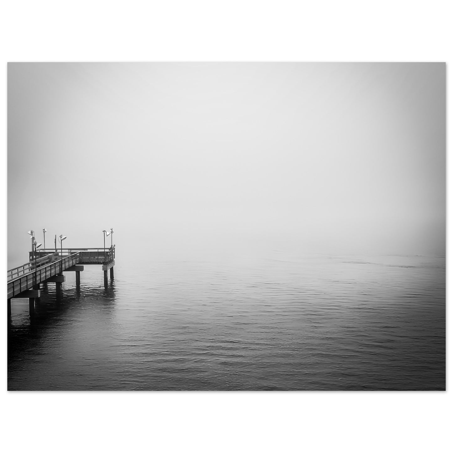 Ocean Pier; Port Aransas, Texas Black & White Premium Matte Poster