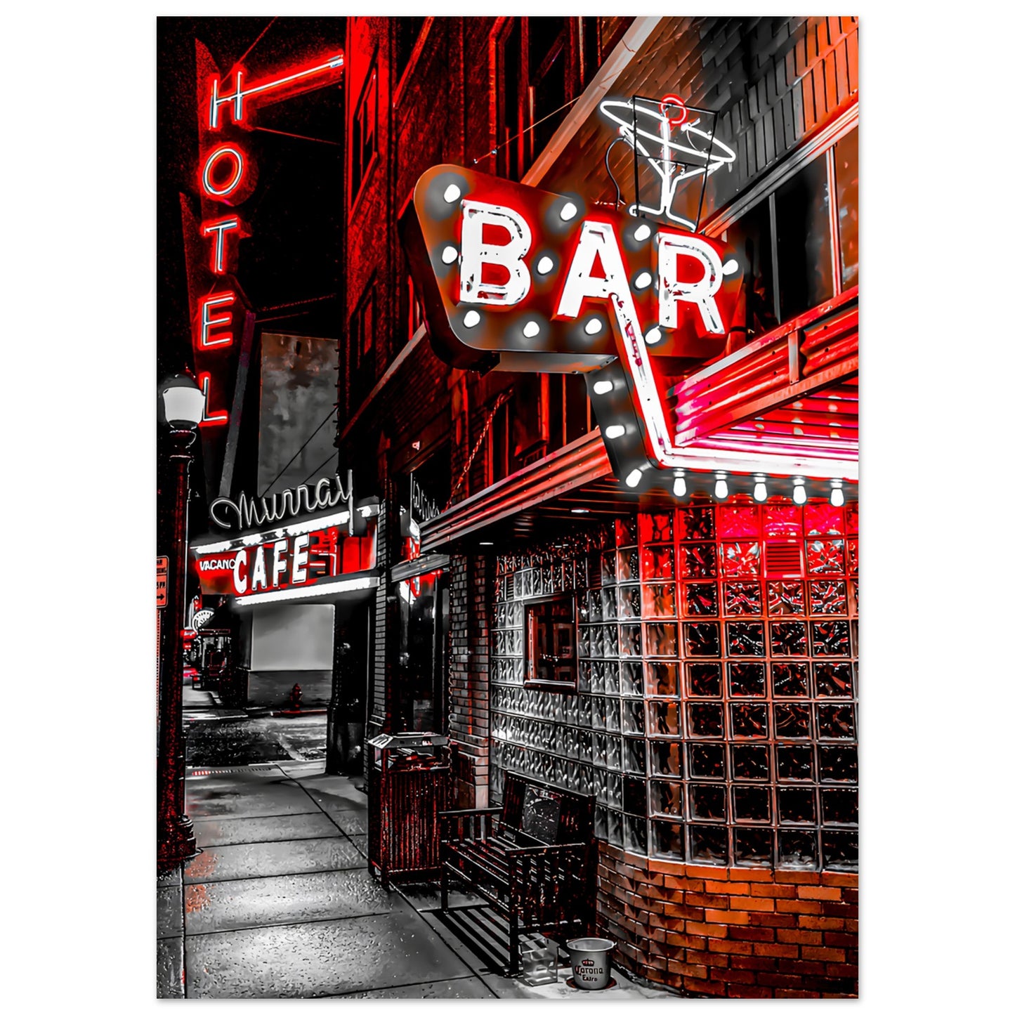 The Murray Hotel & Bar Red, Black, & White Premium Matte Poster