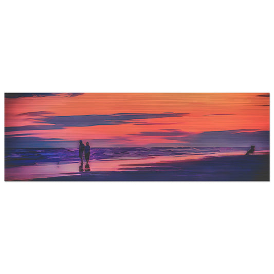 Beach Sunset Walk; Port Aransas, Texas Brushed Aluminum Print