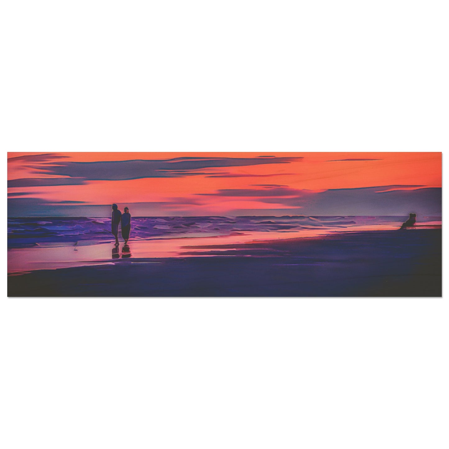 Beach Sunset Walk; Port Aransas, Texas Wood Print