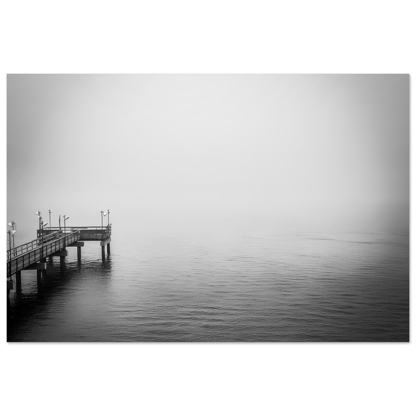 Ocean Pier; Port Aransas, Texas Black & White Premium Matte Poster