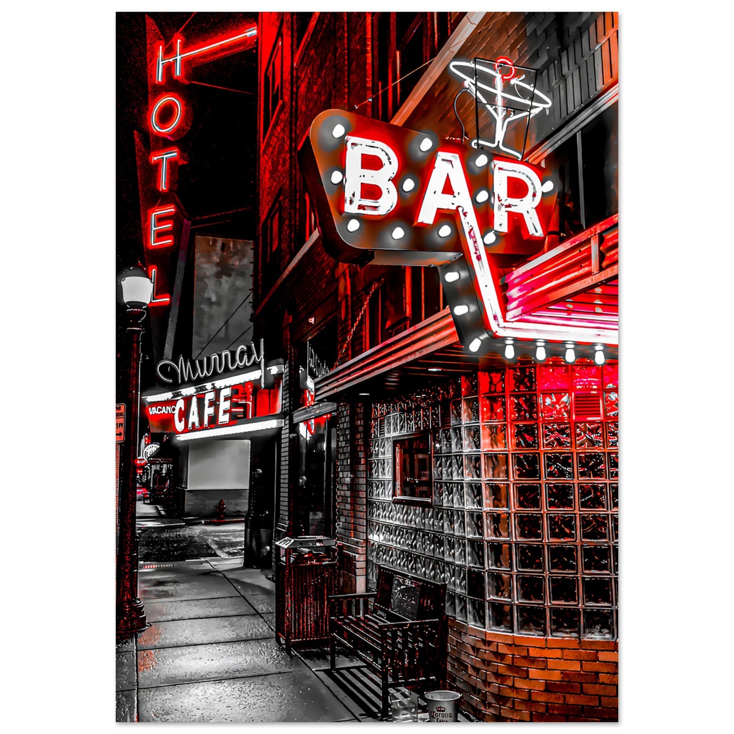 The Murray Hotel & Bar Red, Black, & White Premium Matte Poster