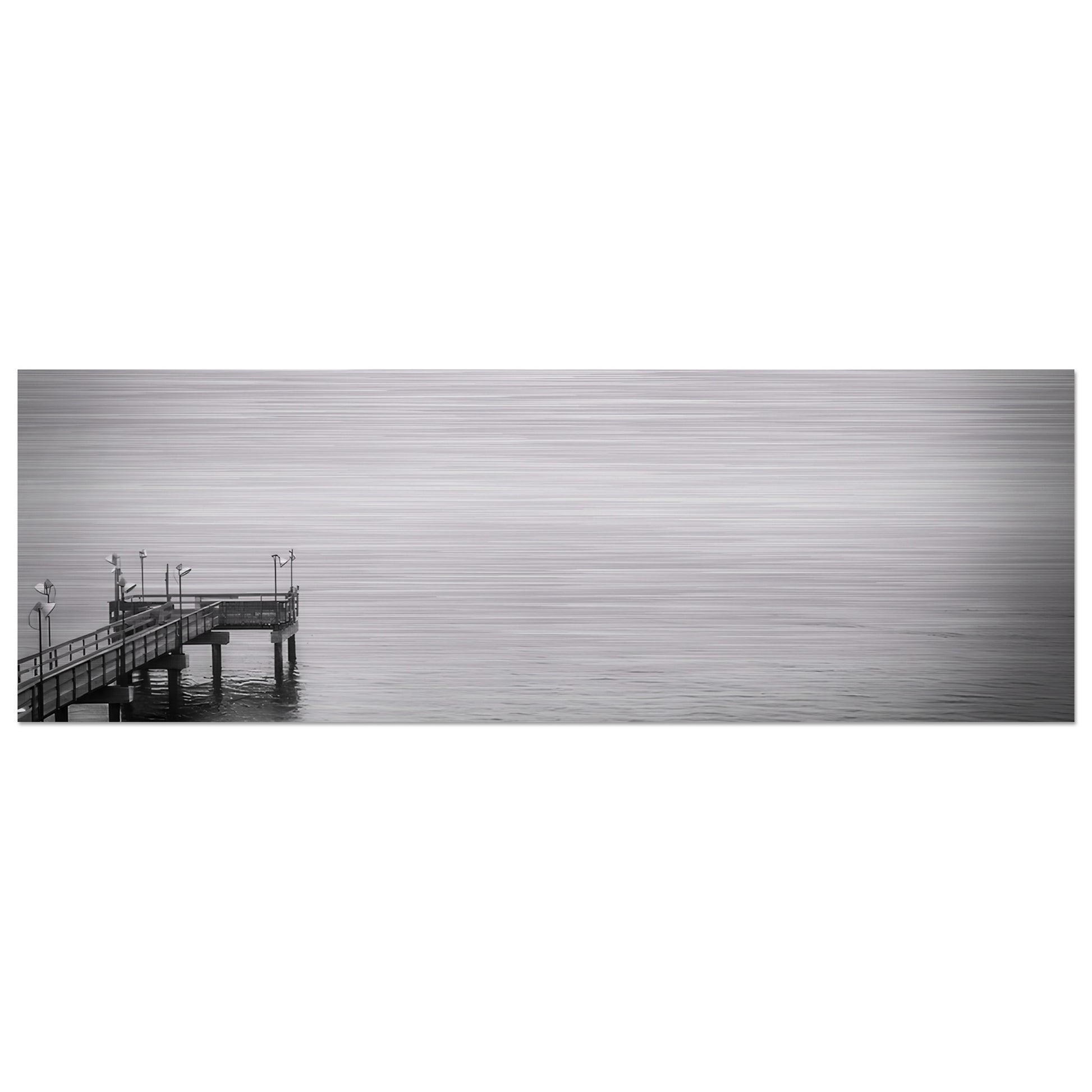 Pier; Port Aransas, Texas Black & White Brushed Aluminum Print Communitea Books James Bonner