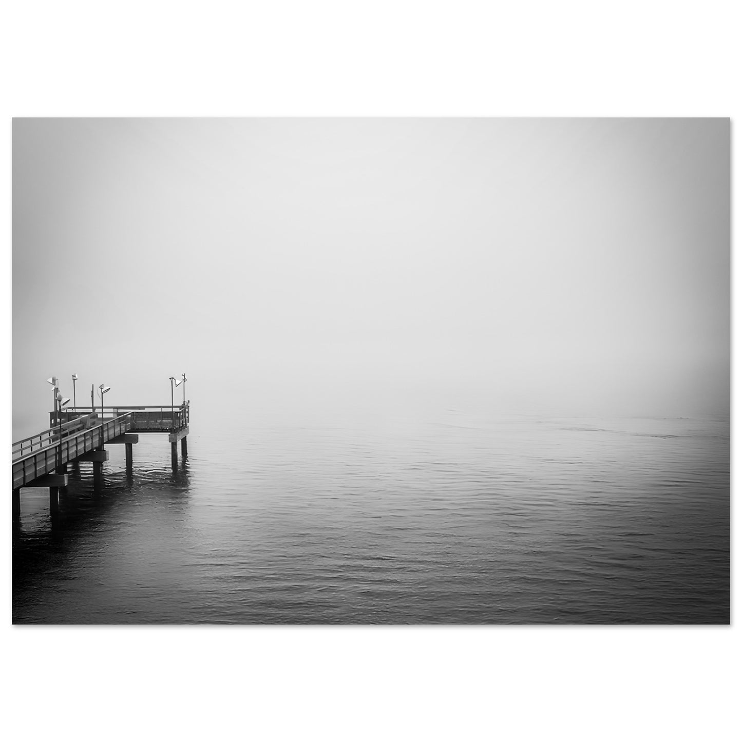 Ocean Pier; Port Aransas, Texas Black & White Premium Matte Poster