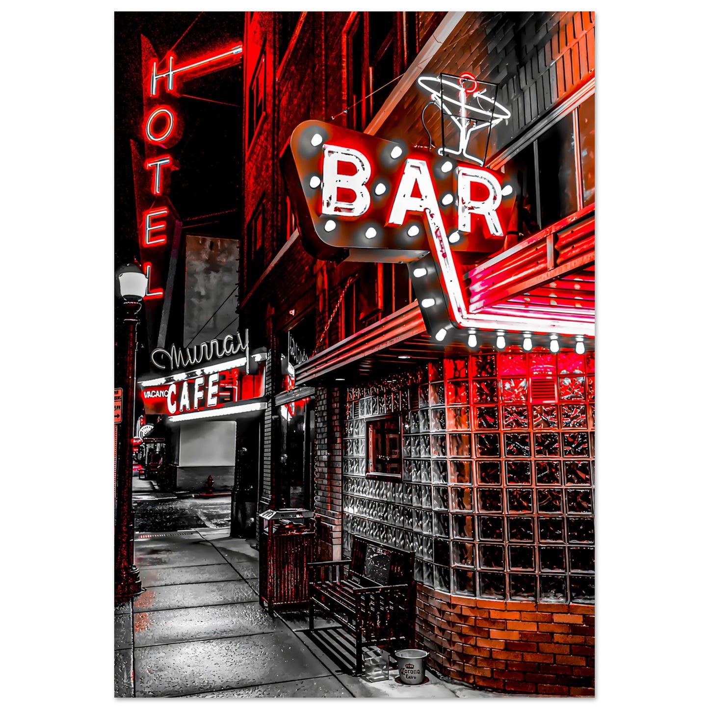 The Murray Hotel & Bar Red, Black, & White Premium Matte Poster