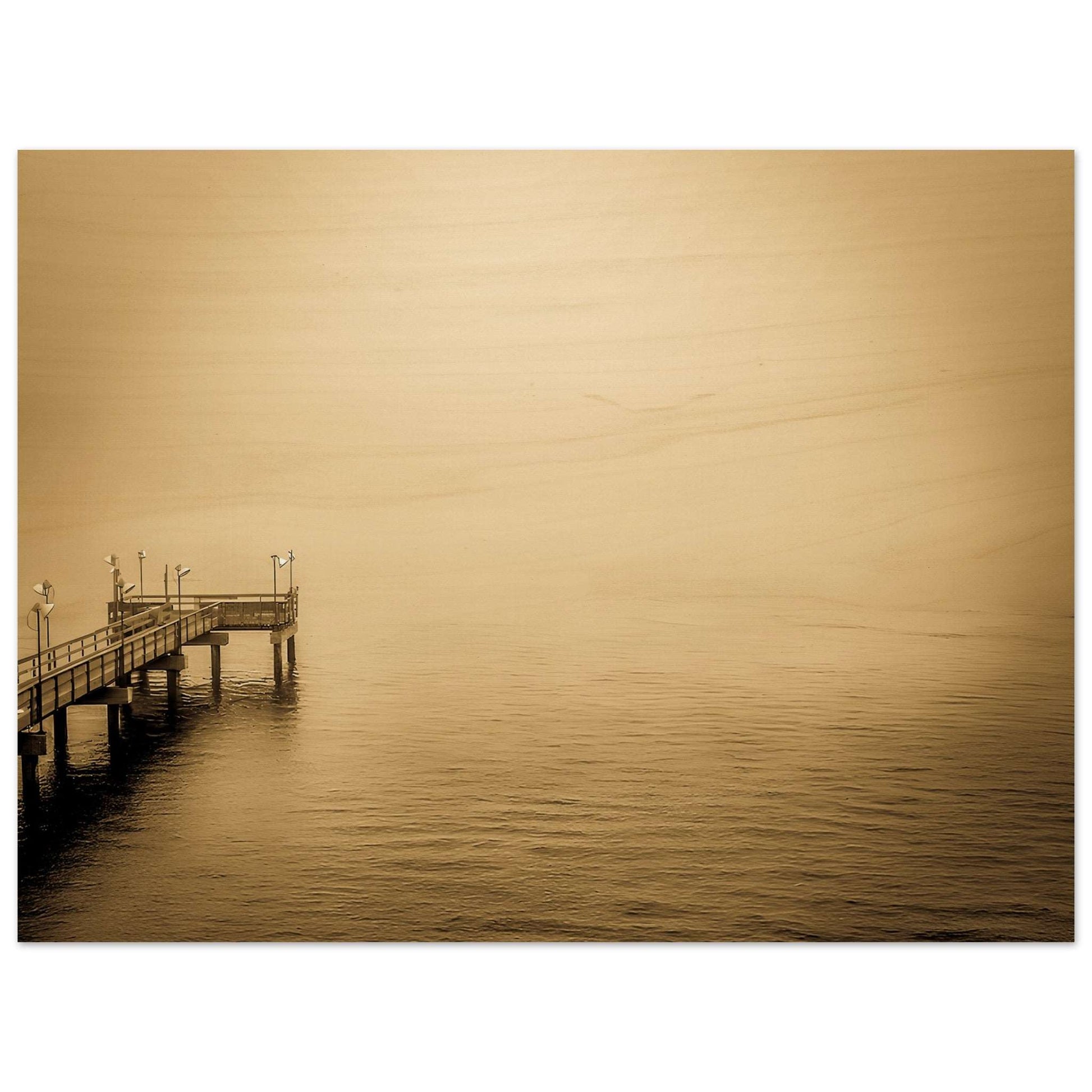 Ocean Pier; Port Aransas, Texas Wood Print