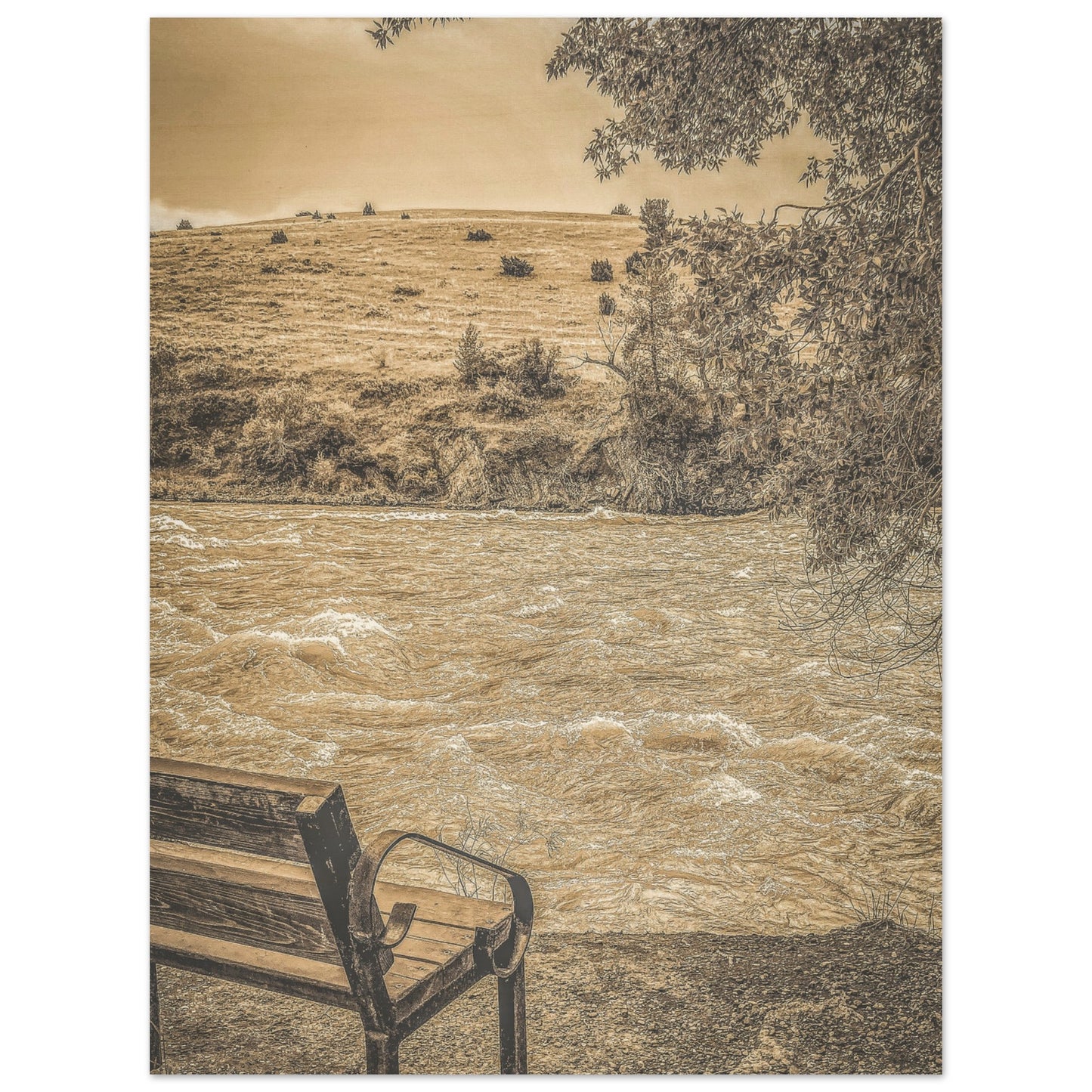 The Yellowstone River; Livingston, Montana I Wood Print Communitea Books James Bonner