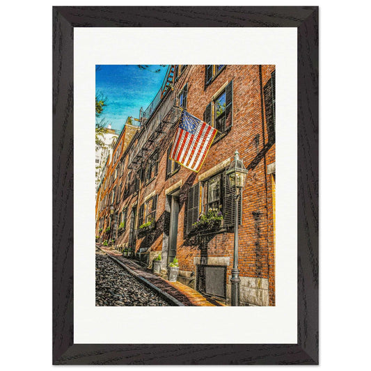 Acorn Street; Boston, Mass. Wood Framed Print Communitea Books James Bonner