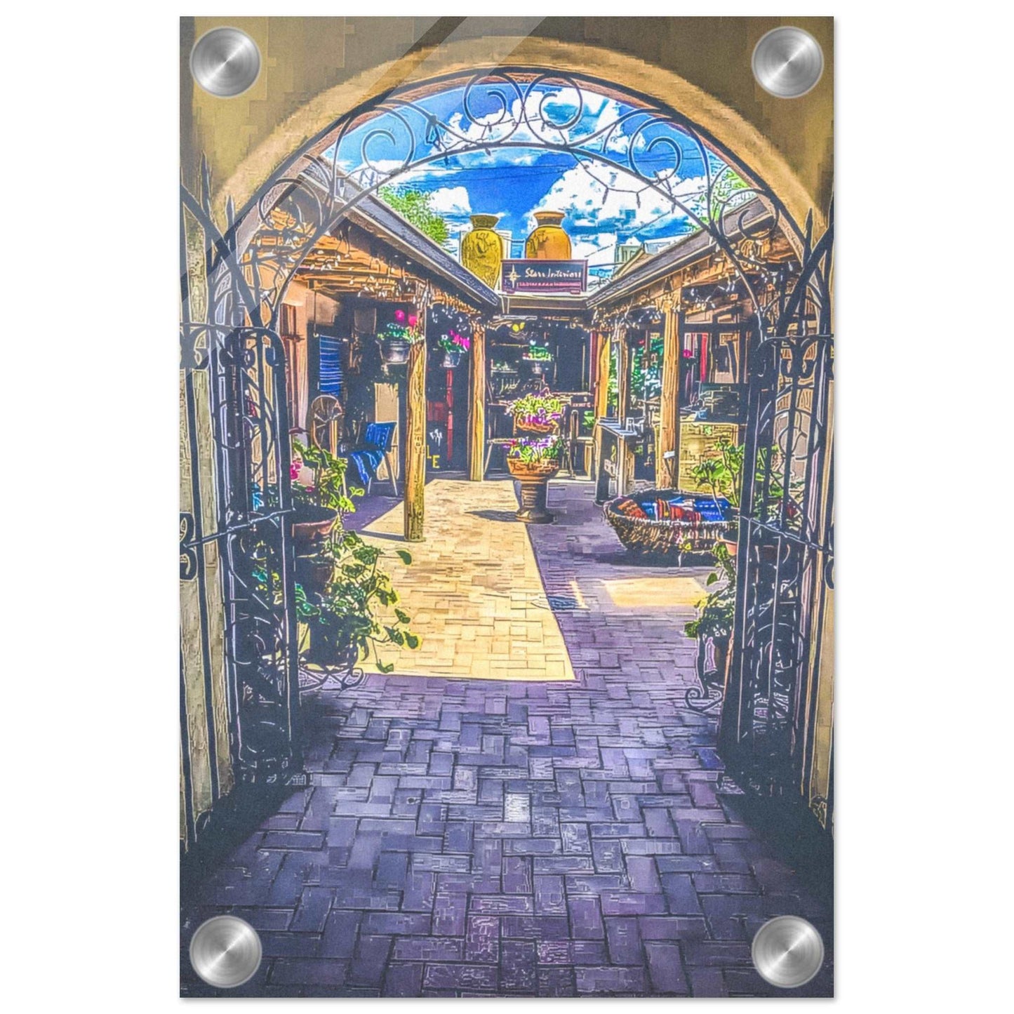 Adobe Courtyard; Taos, New Mexico Acrylic Print Communitea Books James Bonner