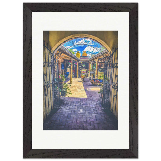 Adobe Courtyard; Taos, New Mexico Wood Framed Print Communitea Books James Bonner