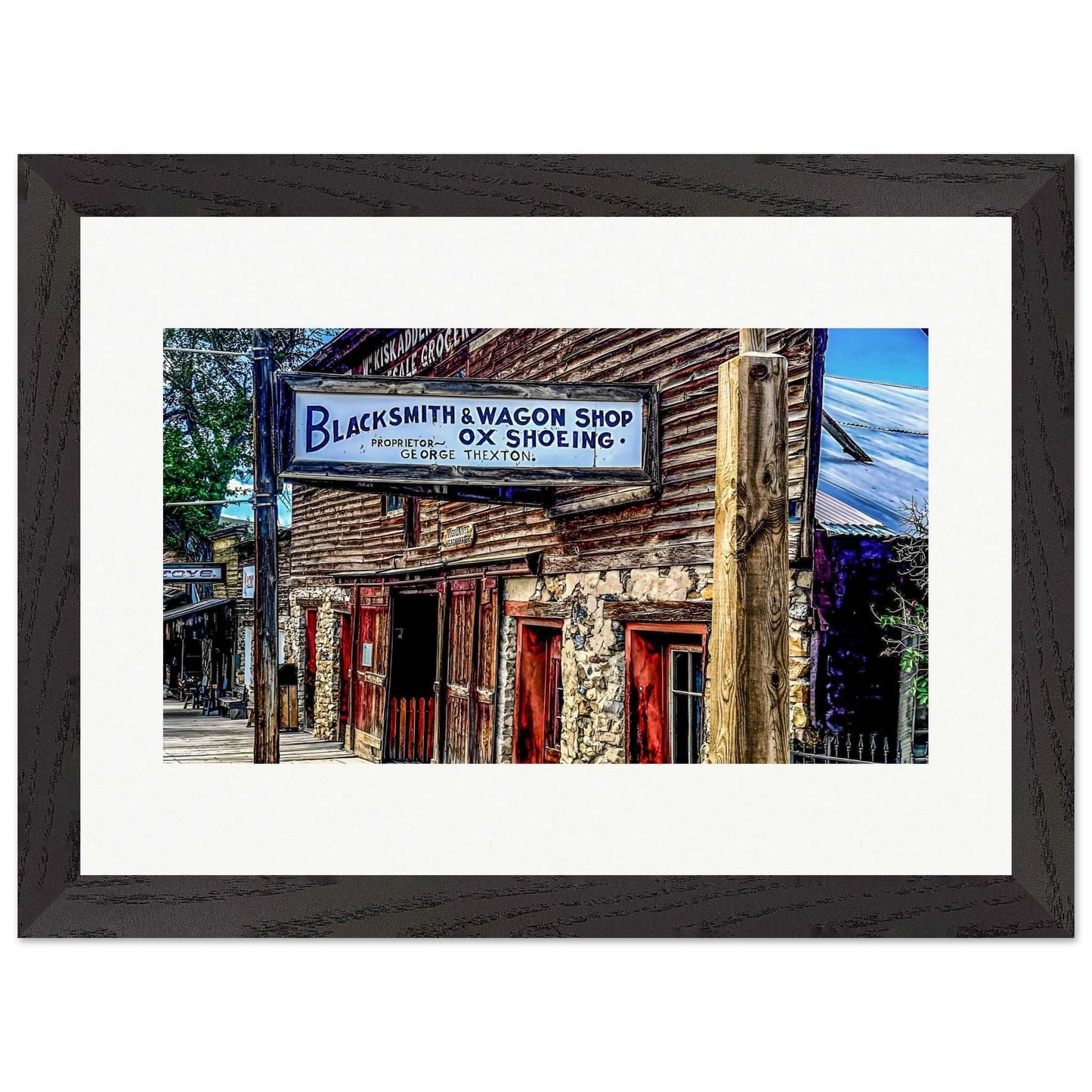 Blacksmith & Wagon Shop; Virginia City, Montana Wood Framed Print Communitea Books James Bonner