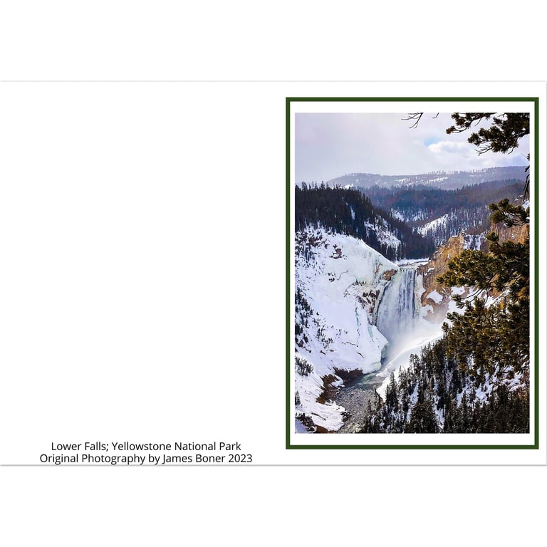 Charm: Lower Falls; Yellowstone National Park Pack of 10 Greeting Cards (w standard envelopes) (US & CA) Communitea Books James Bonner