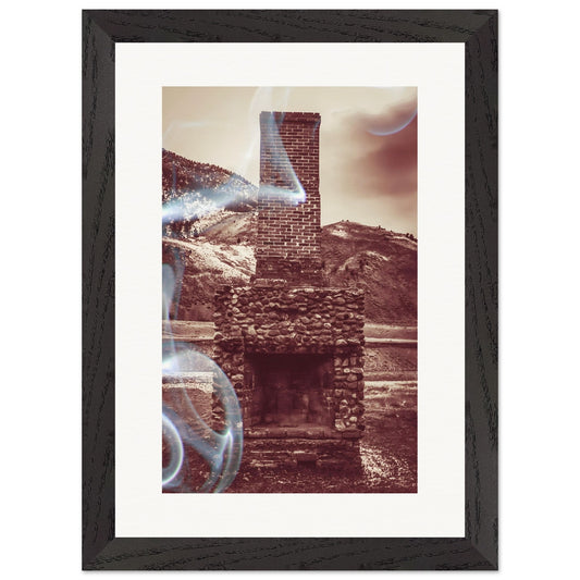 Chimney W/ Smoke; Paradise Valley, Montana Wood Framed Print Communitea Books James Bonner