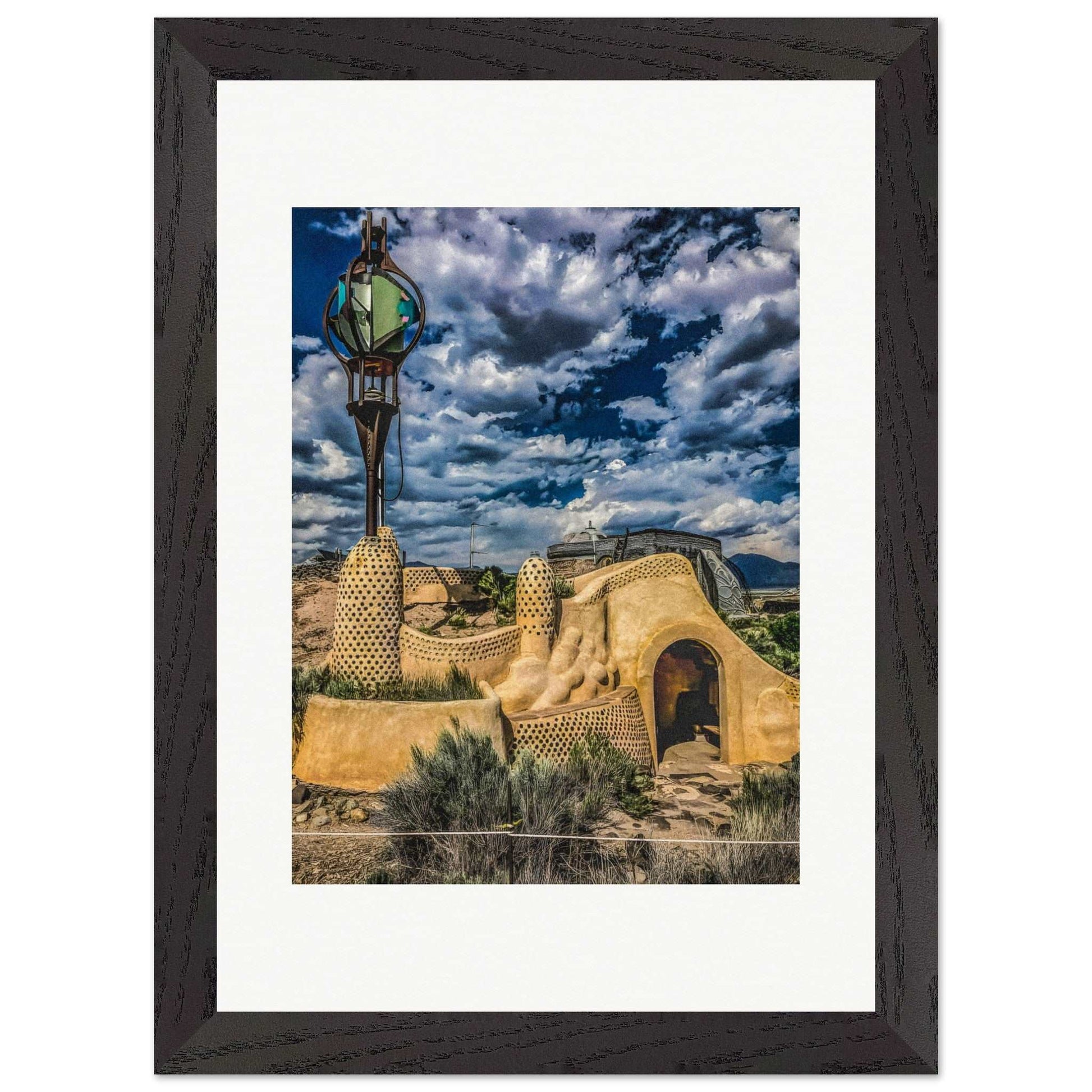 Earthship; Taos, New Mexico Wood Framed Print Communitea Books James Bonner