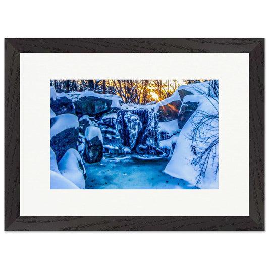 Frozen Waterfall; Central Park, New York City, New York Wood Framed Print Communitea Books James Bonner