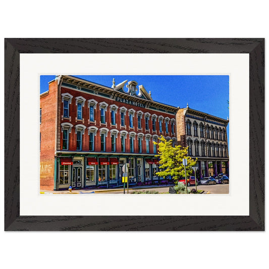 Historic Plaza Hotel; Las Vegas, New Mexico Wood Framed Print Communitea Books James Bonner