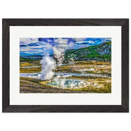 Hot Spring & River; Yellowstone National Park Wood Framed Print Communitea Books