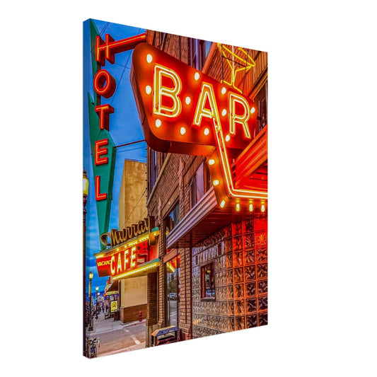 Hotel & Bar; Livingston, Montana on Canvas Communitea Books James Bonner