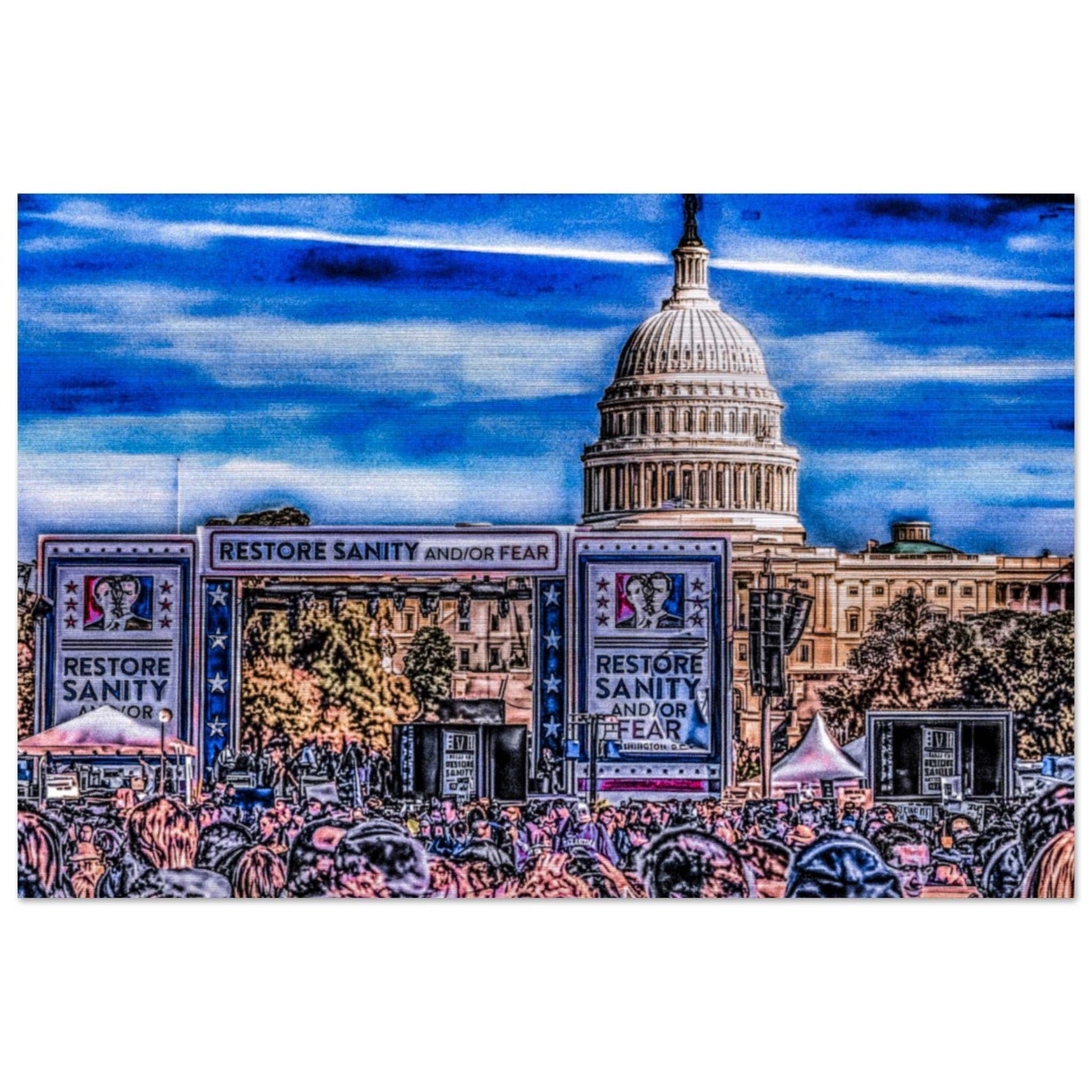 Jon Stewart's "Rally to Restore Sanity;" Washington D.C. Brushed Aluminum Print Communitea Books James Bonner