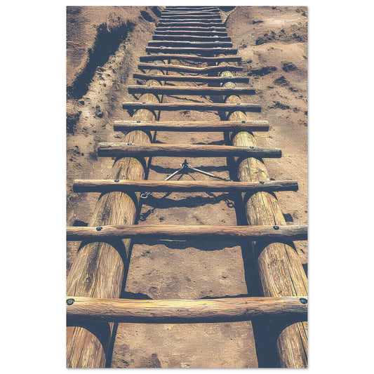 Ladders to Alcove House; Bandelier National Monument, New Mexico Wood Print Communitea Books James Bonner