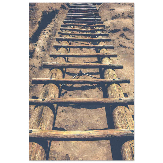 Ladders to Alcove House; Bandelier National Monument, New Mexico Wood Print Communitea Books James Bonner