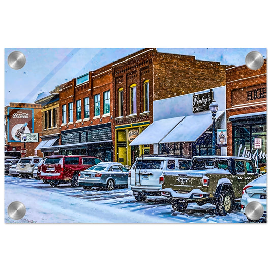 Main Street Winter '24; Livingston, Montana Acrylic Print Communitea Books James Bonner