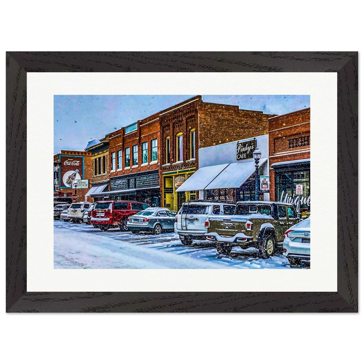 Main Street Winter '24; Livingston, Montana Wood Framed Print Communitea Books James Bonner