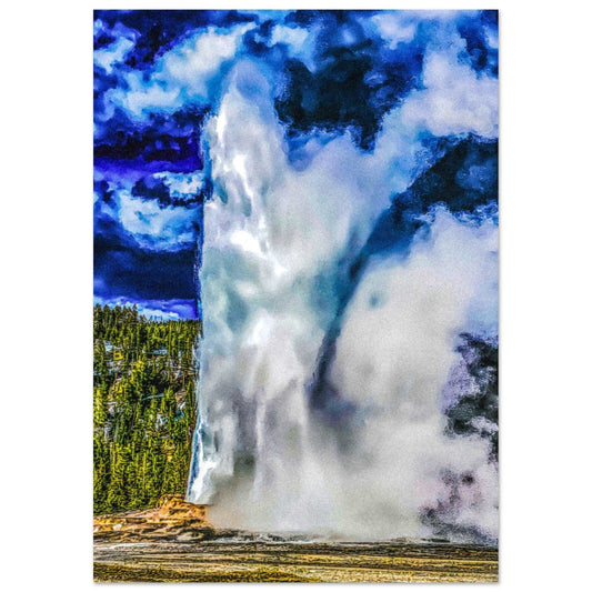 Old Faithful; Yellowstone National Park, Wyoming Premium Matte Poster Communitea Books James Bonner