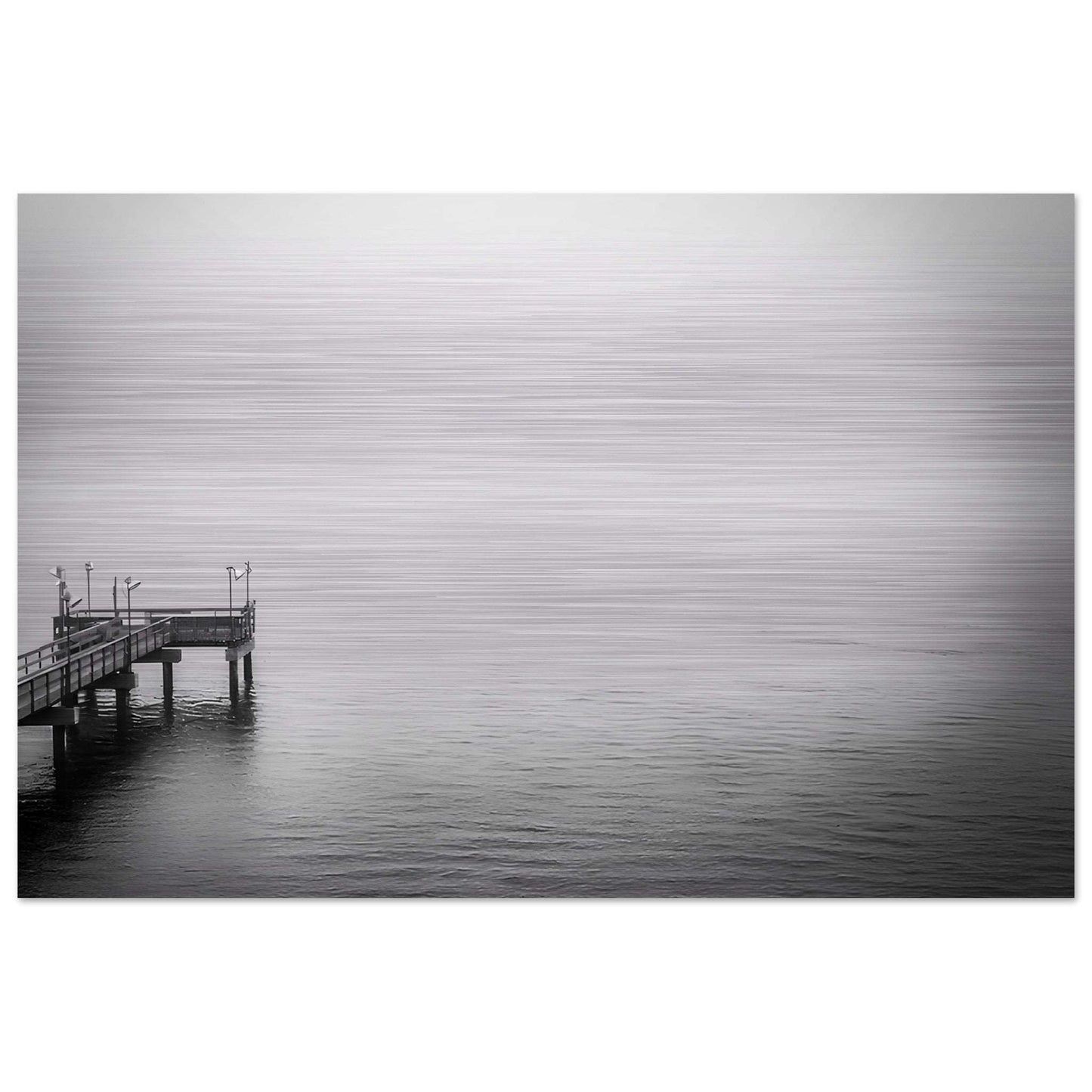 Pier; Port Aransas, Texas Black & White Brushed Aluminum Print Communitea Books James Bonner