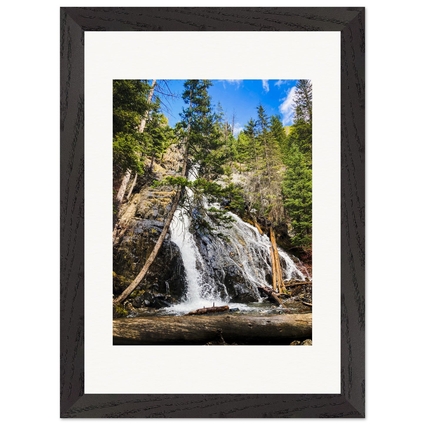 Pine Creek Falls; Pine Creek Trail, Paradise Valley, Montana Wood Framed Print Communitea Books James Bonner