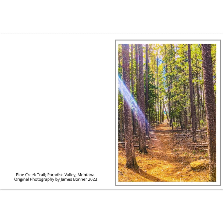 Pine Creek Trail; Paradise Valley, Montana Pack of 10 Greeting Cards (w/ standard envelopes) Communitea Books James Bonner