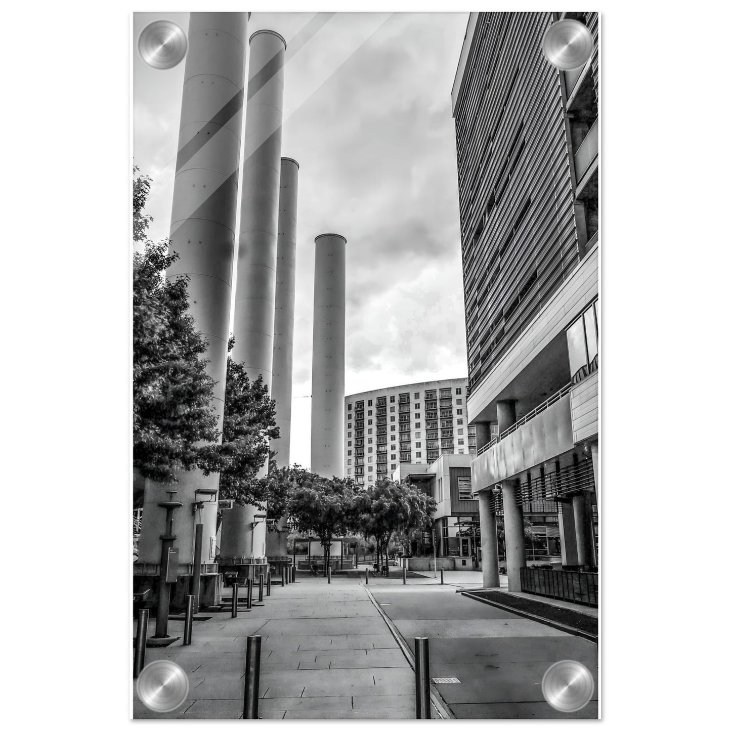 Power Plant; Austin, Texas Black & White Acrylic Print Communitea Books James Bonner