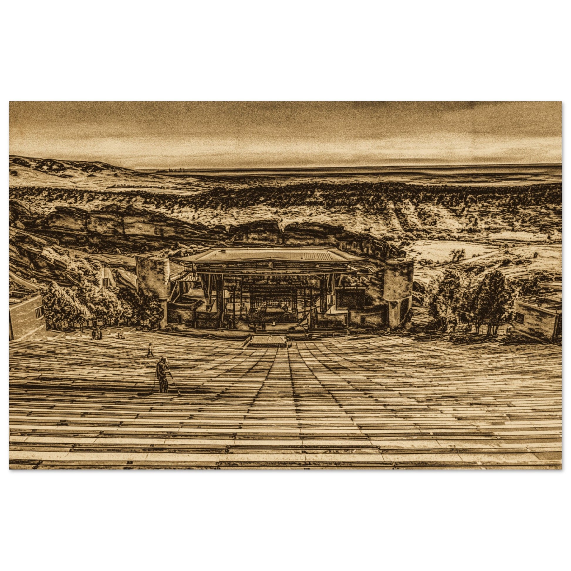Red Rocks Amphitheater; Morrison, Colorado Historic Wood Print Communitea Books James Bonner