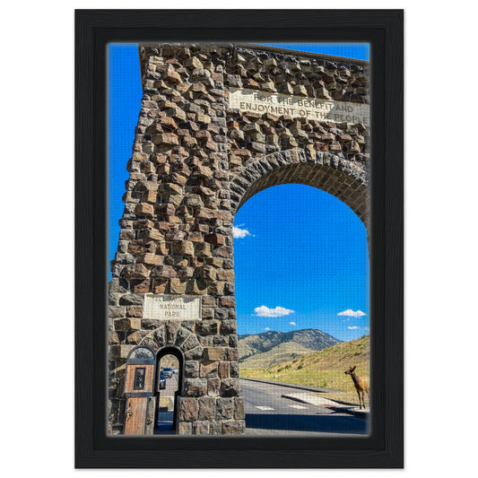 Roosevelt Arch & Elk; Yellowstone National Park Canvas Framed Communitea Books