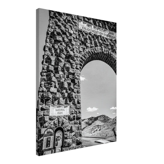 Roosevelt Arch; Yellowstone National Park Black & White on Canvas Communitea Books James Bonner