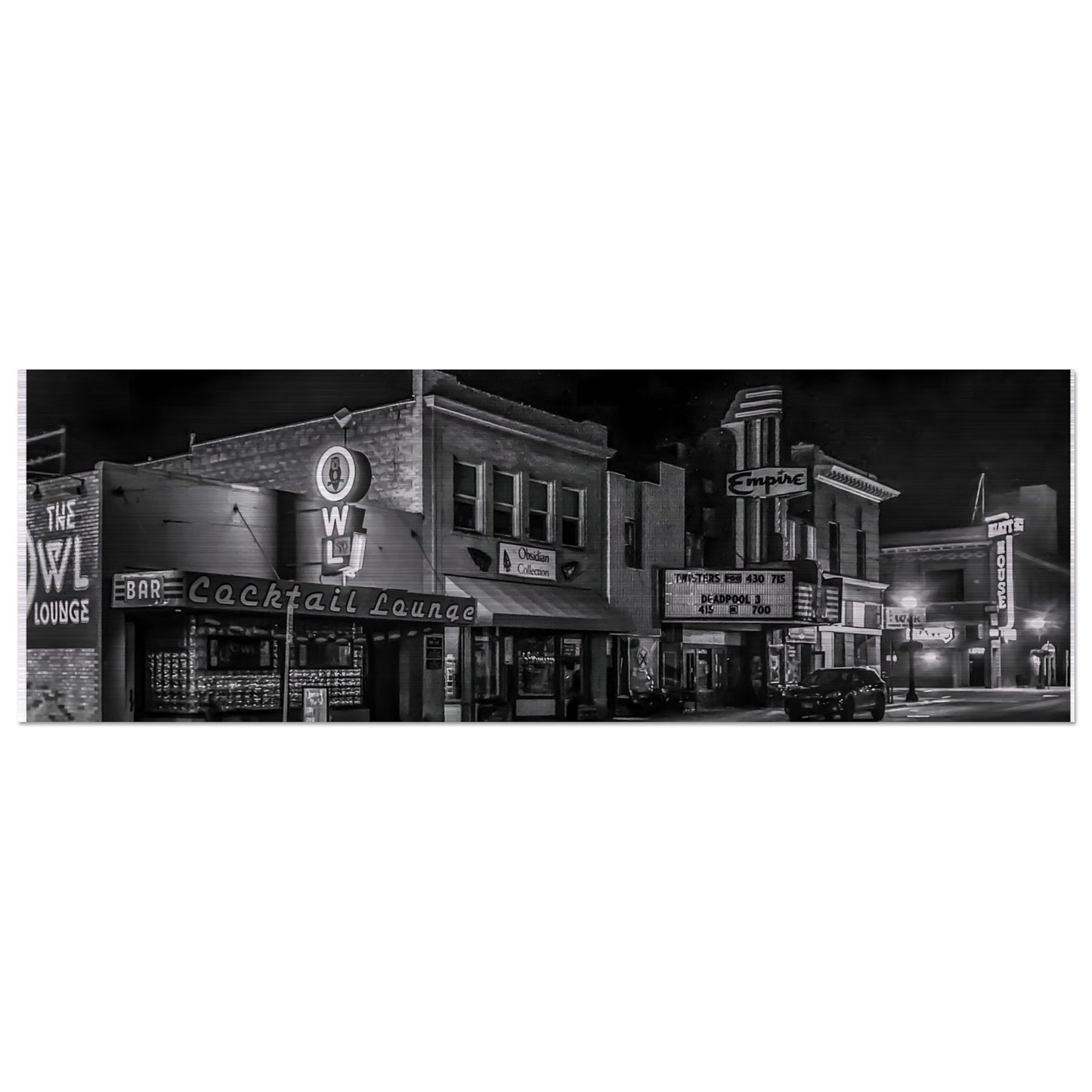 Second Street; Livingston, Montana Black & White Brushed Aluminum Print Communitea Books James Bonner