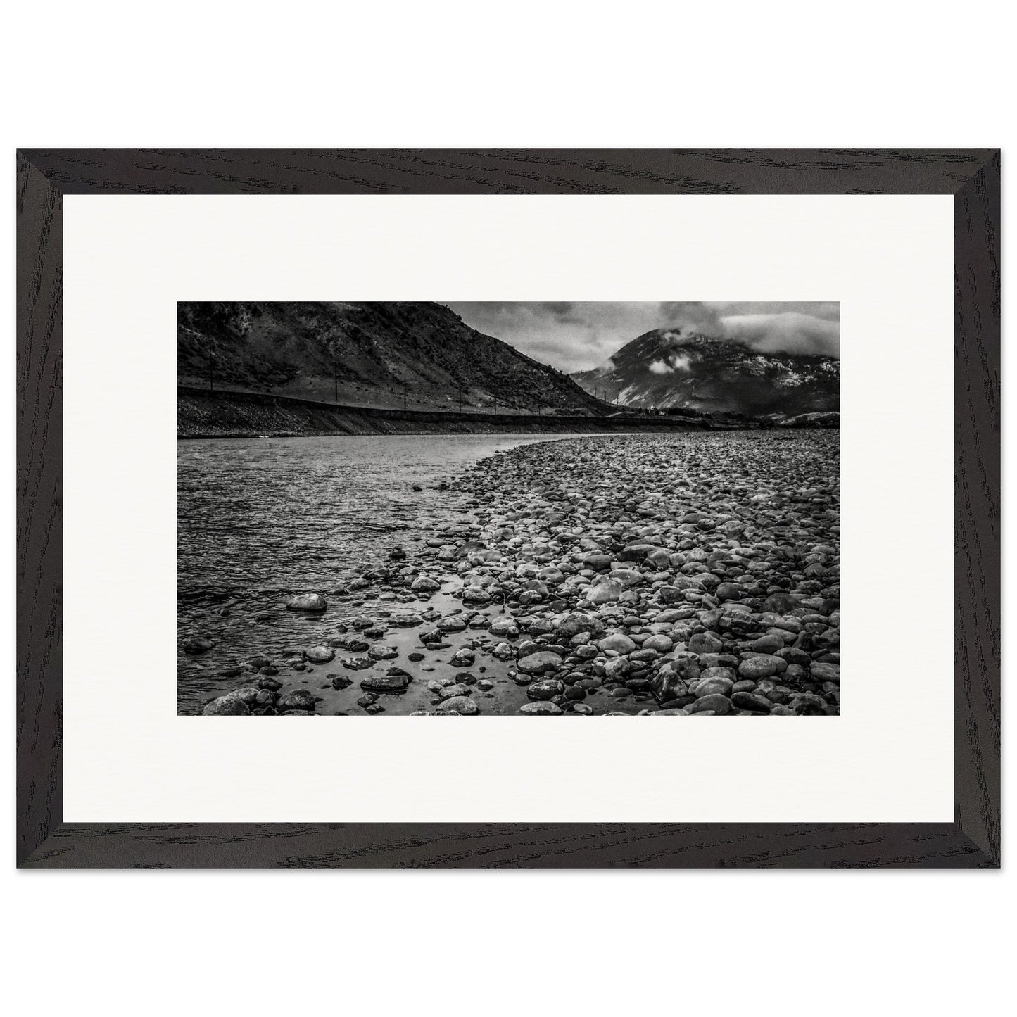 Shallow Divide; Paradise Valley, Montana Black & White Premium Wooden Framed Print Communitea Books James Bonner