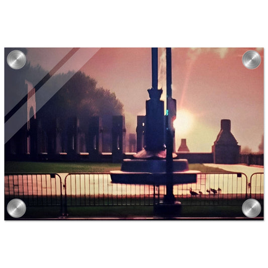 Silhouette Memorial; WWII Memorial July 4th, Washington D.C. Acrylic Print Communitea Books James Bonner