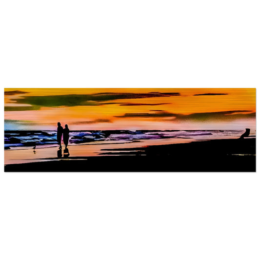 Sunset Walk, Sunset; Port Aransas, Texas Brushed Aluminum Print Communitea Books James Bonner