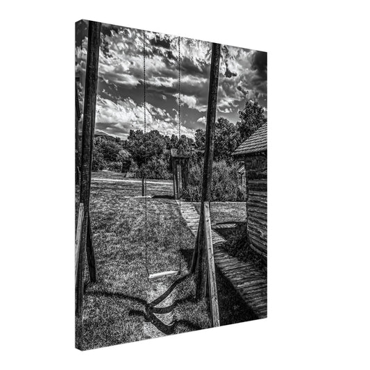 Swing; Nevada City, Montana Black & White on Canvas Communitea Books James Bonner