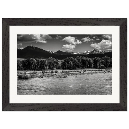 The Absaroka; Livingston, Montana Black & White Wood Framed Print Communitea Books James Bonner