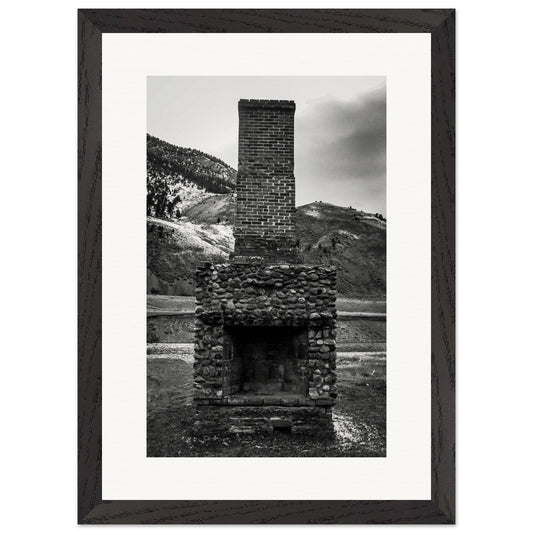 The Chimney; Paradise Valley, Montana Black & White Premium Wooden Framed Print Communitea Books James Bonner