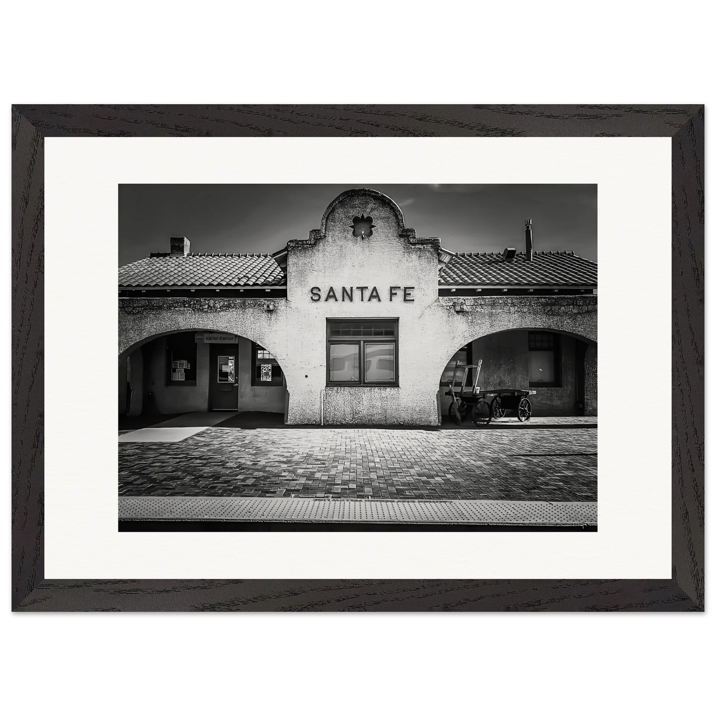 The Depot; Santa Fe, New Mexico Black & White Premium Wooden Framed Print Communitea Books James Bonner