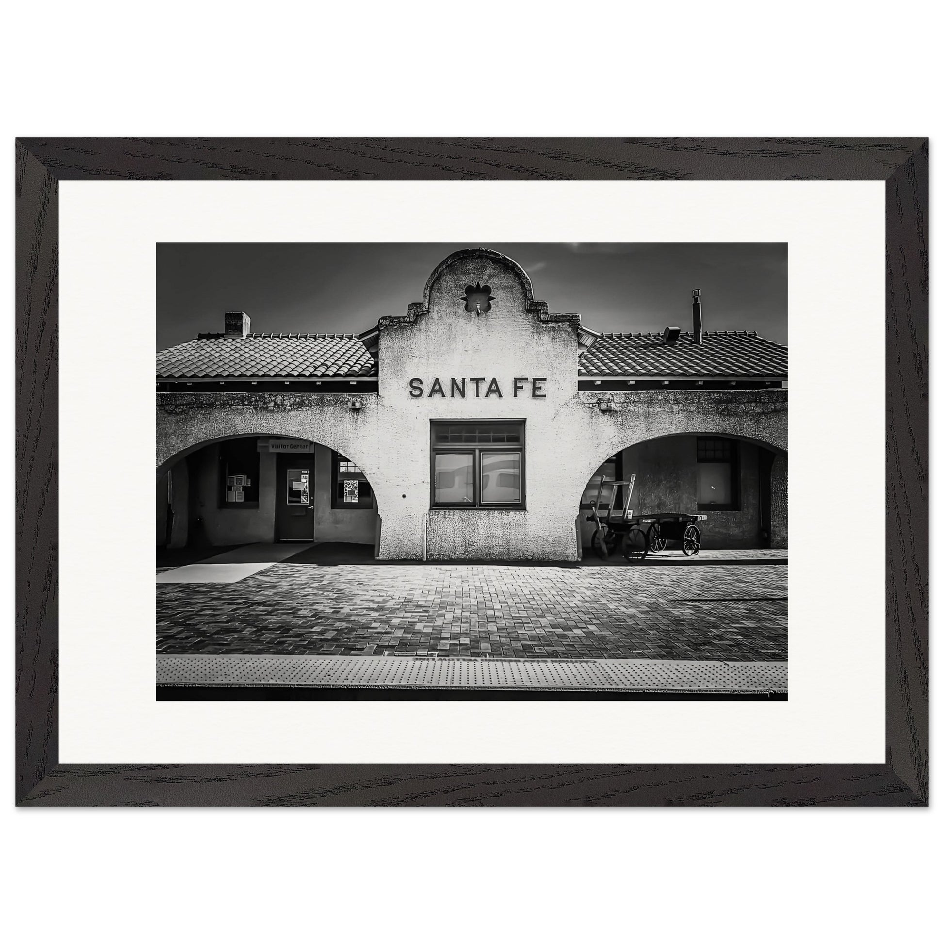 The Depot; Santa Fe, New Mexico Black & White Premium Wooden Framed Print Communitea Books James Bonner