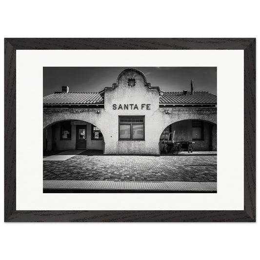 The Depot; Santa Fe, New Mexico Black & White Premium Wooden Framed Print Communitea Books James Bonner