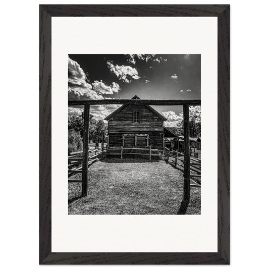 The Livery; Nevada City, Montana Black & White Premium Wooden Framed Print Communitea Books James Bonner